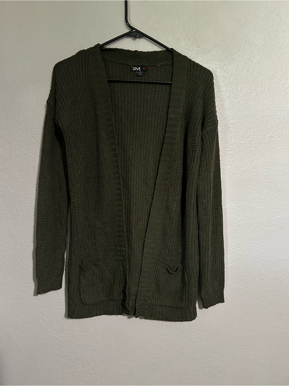 Love Olive Open-Front Knit Cardigan with Pockets